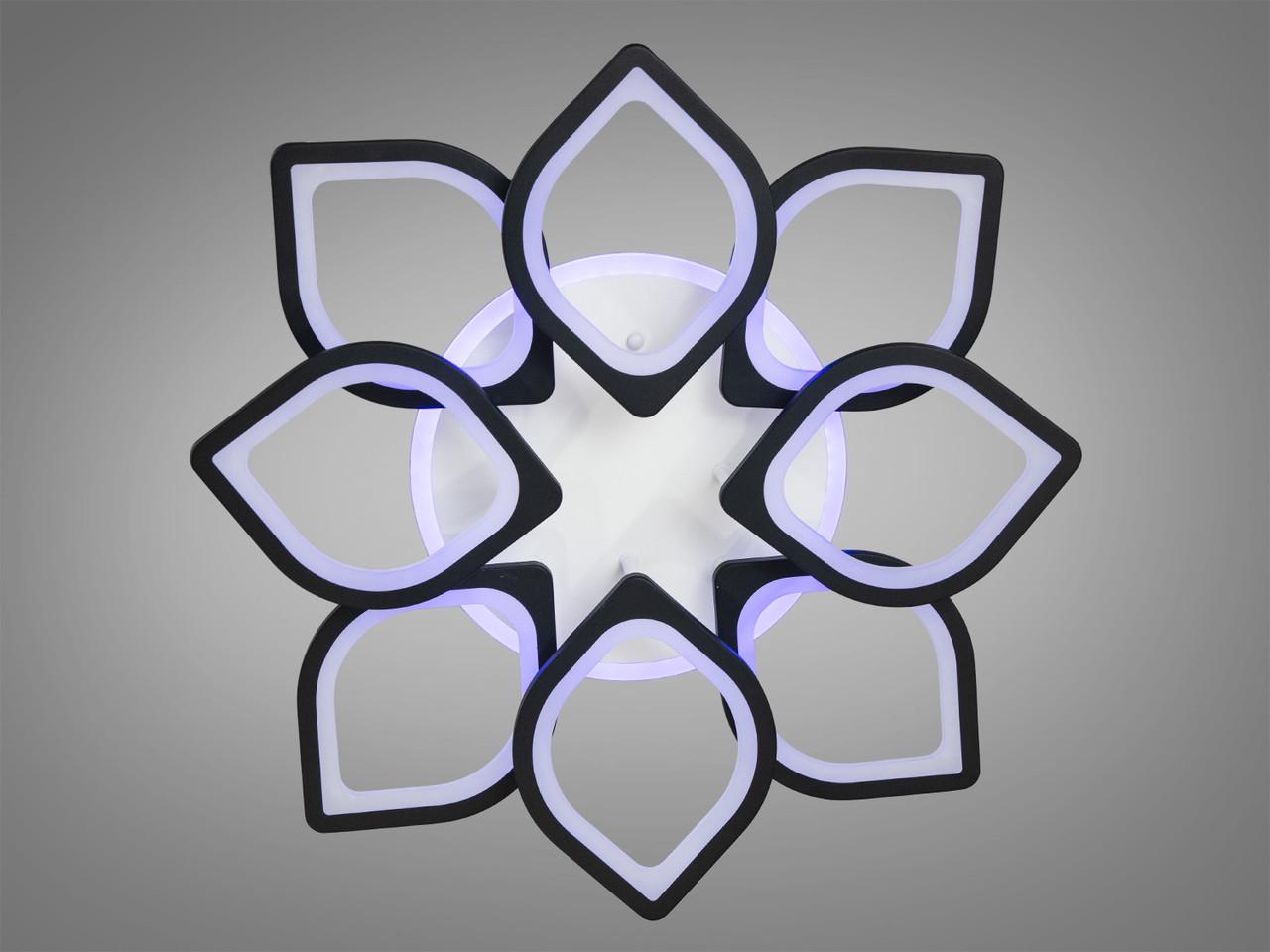 Люстра LED у вітальню з підсвічуванням 130W на 19м2 Чорний (S8073-4+4BK-LS)