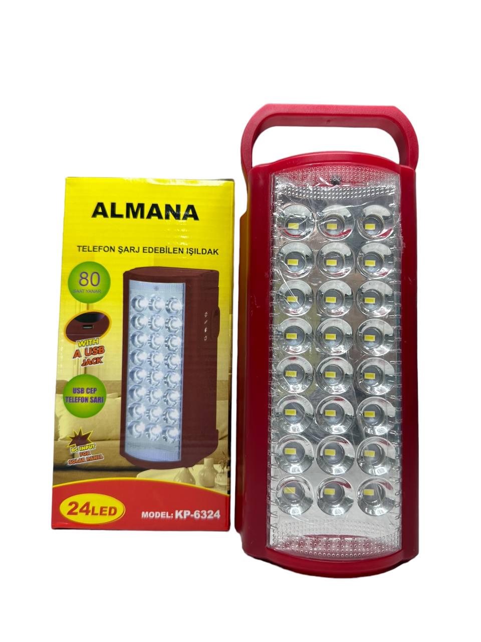 Фонарь переносной Almana KP-6324 с USB 24 LED с повербанком Красный (547569670) - фото 2