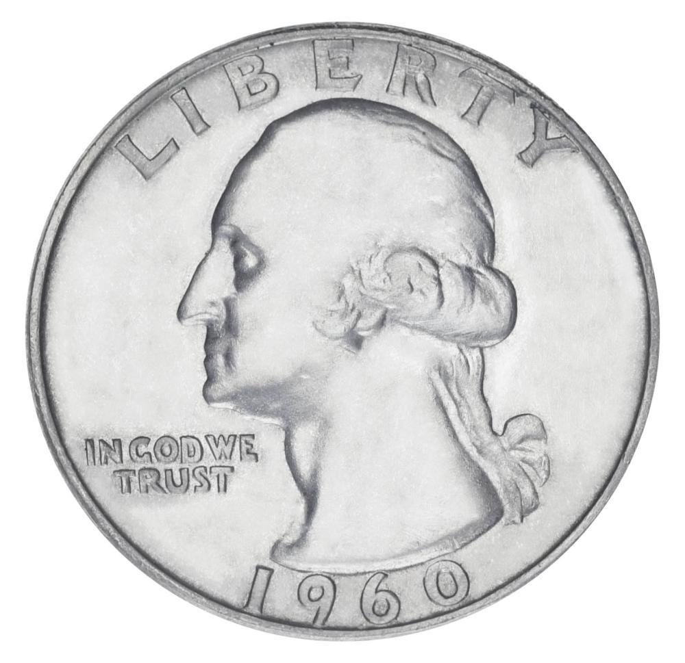 Коллекционная монета США 25 центов/квотер 1960 серебро F-VF 6,25 г (М19919)