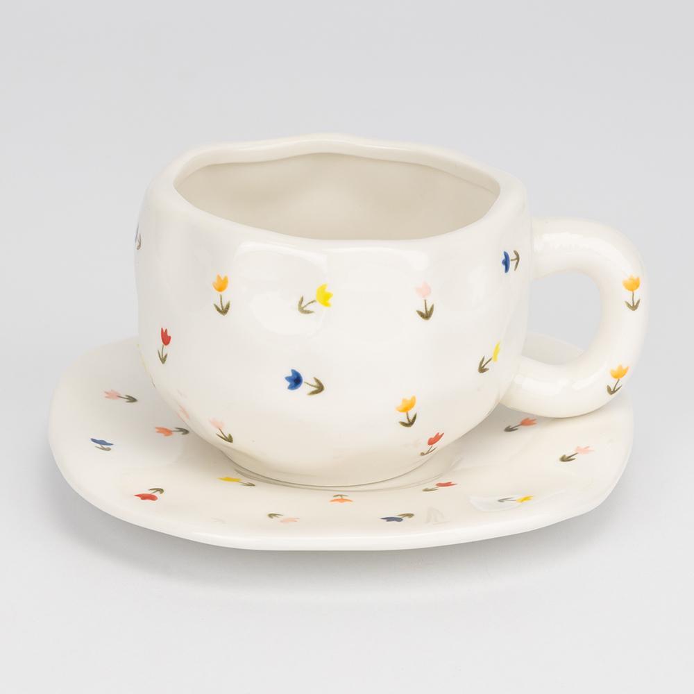 Чашка с блюдцем Летние цветы Modern 350 мл 2 комплекта Чашка с блюдцем Летние цветы Modern 350 мл 2 комплекта