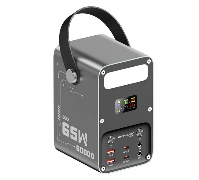 Повербанк 60000 mAh з швидкою зарядкою PD 65W USB-A 22,5W DC виходом до 100W (PD65)