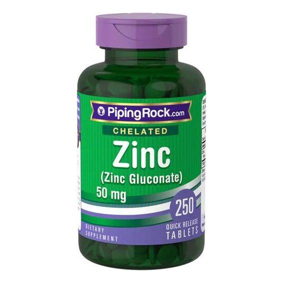 Микроэлемент Цинк Piping Rock Chelated Zinc Gluconate 50 мг 250 Tabs