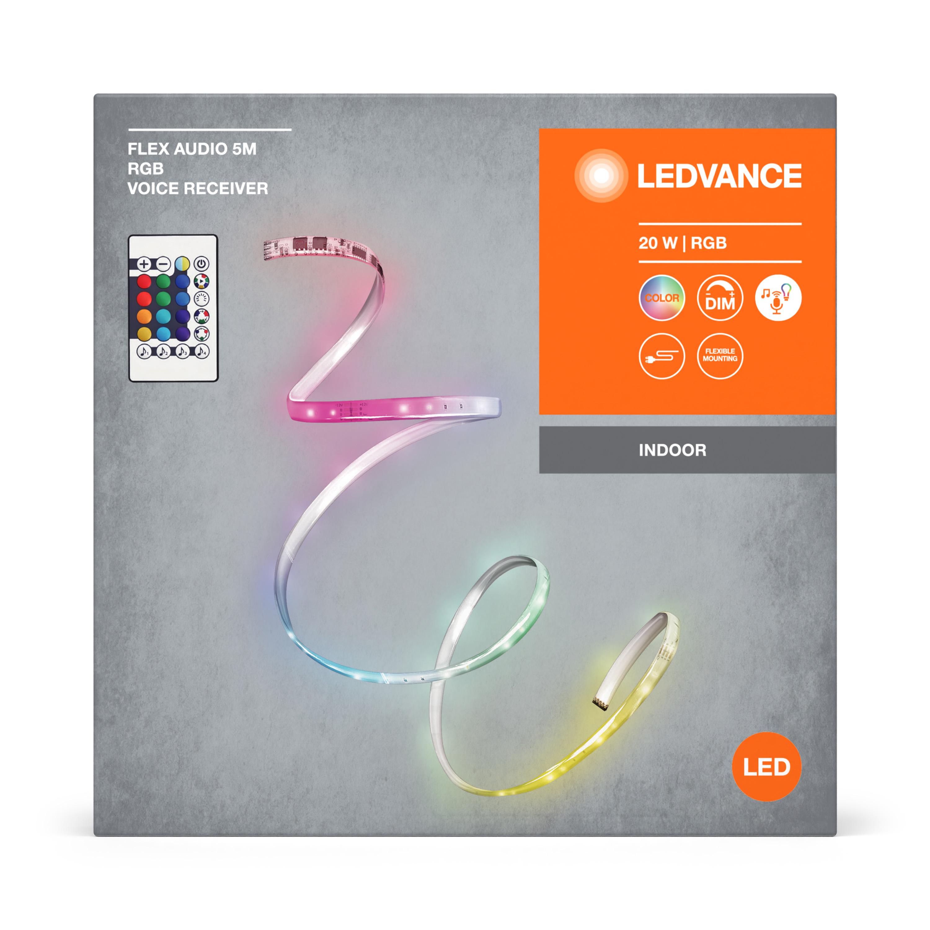 Світлодіодна стрічка Ledvance Audio RGB з пультом та акумулятором 20W 220V IP20 DIM 5000х3х10 мм (4099854095405) - фото 4