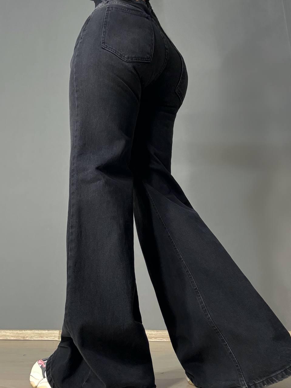 Джинсы женские Its Basic 3992-2 flare супер клеш широкие р. 36 Черный (5353) - фото 3