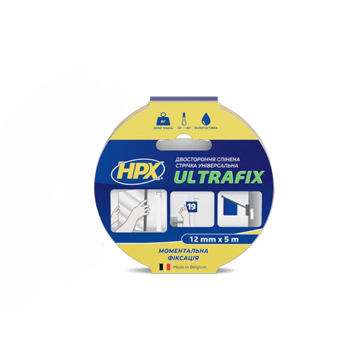 Лента двухсторонняя HPX DSU1205 12x1 мм 5 м универсальная полиэтилен/каучук Белый (INRUC0020012005010)