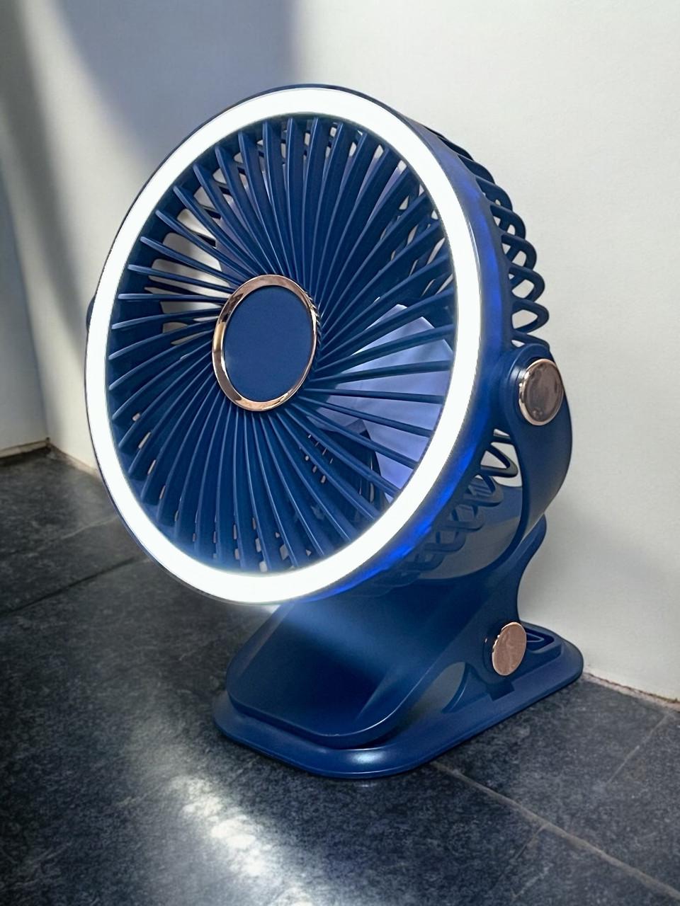 Вентилятор F2-150 акумуляторний з LED підсвічуванням та прищіпкою Dark Blue (2589778189) - фото 7