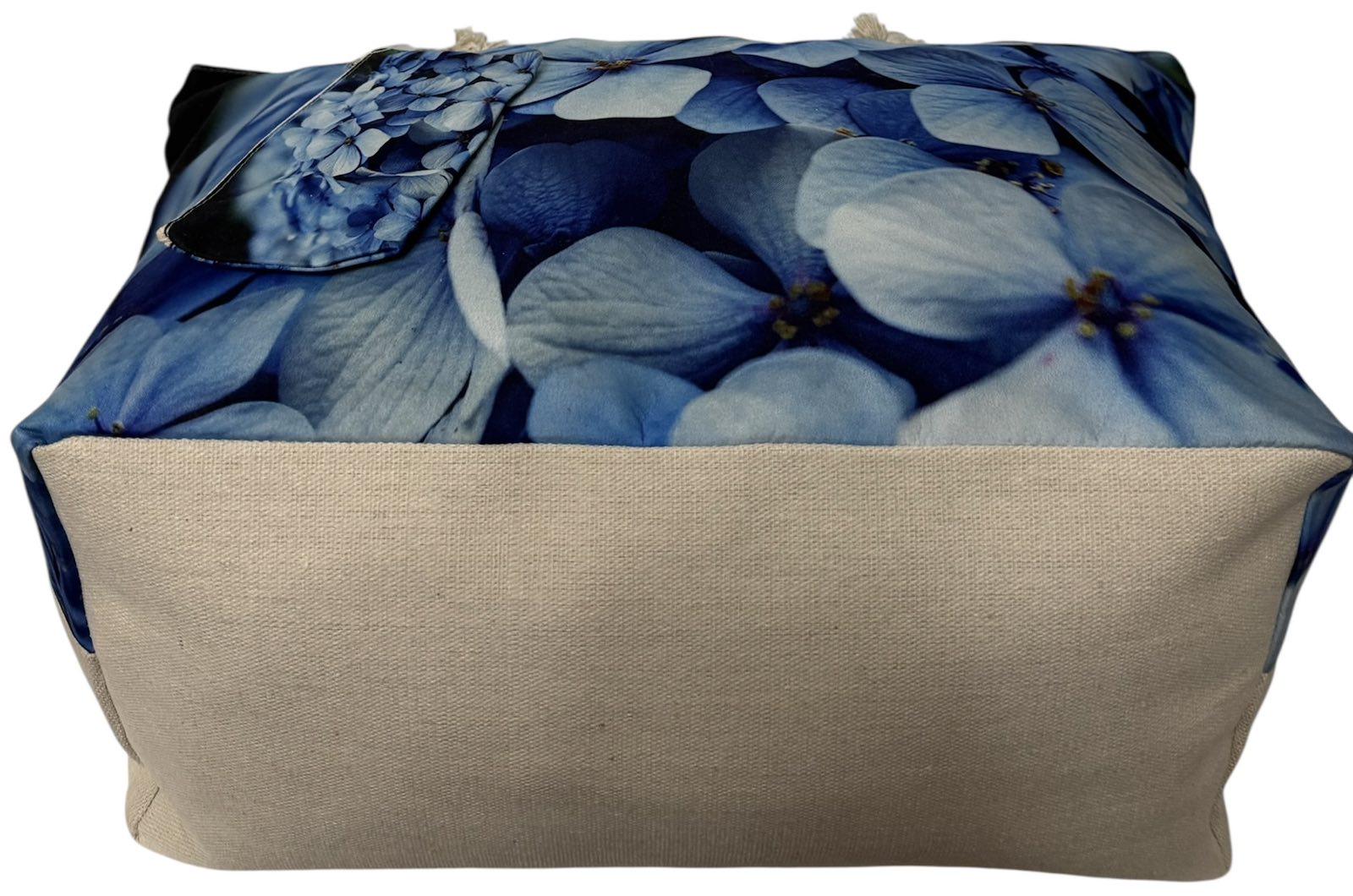 Сумка пляжна жіноча з тканини на блискавці 20-60 см Бежевий з блакитним - фото 4 Сумка пляжна жіноча з тканини на блискавці 20-60 см Бежевий з блакитним - фото 4