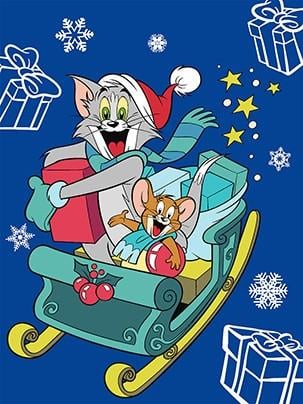 Картина по номерам Ideyka WB Tom and Jerry: на санках 30х40 см (2857040474)