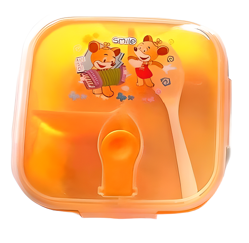 Ланч бокс пищевой с ложкой Stenson 108114,5х14,5х5,5 см Оранжевый