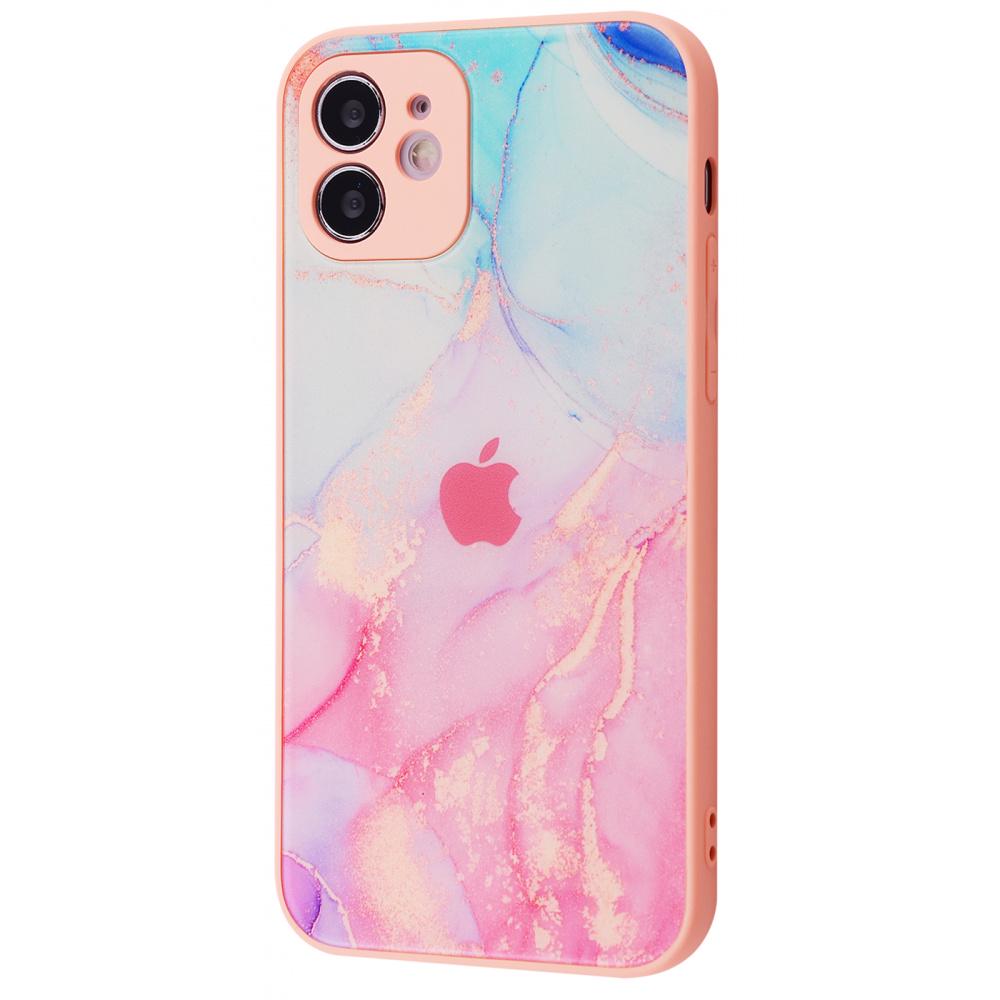 Чехол PRC Marble Clouds iPhone 12 pink/blue Розовый Синий