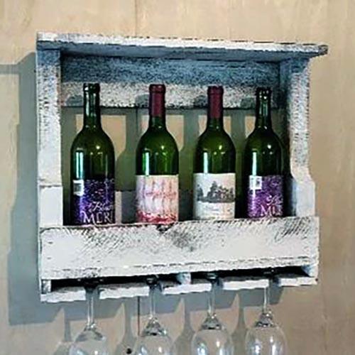 Полка для вина настенная из дерева Шибахи Шебби (ПНК-025021)