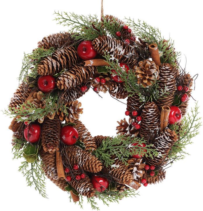 Вінок декоративний шишки та ягоди 35 см Вінок декоративний шишки та ягоди 35 см