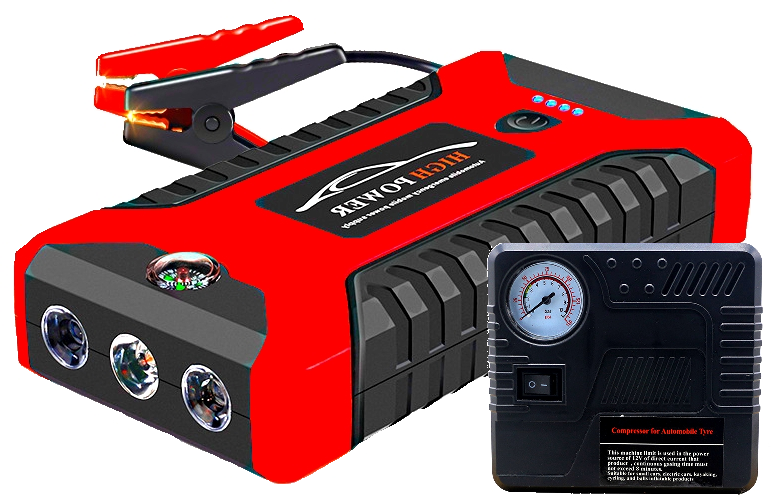 Пускозарядное устройство для машины Car jump starter 25000 mAh 4хUSB фонарик/компрессор