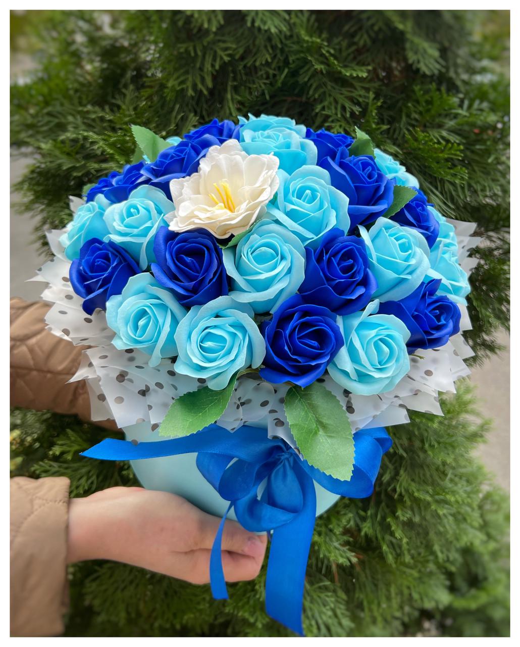 Подарунковий бокс Букет троянд з мила Синій (2122059653) - фото 2