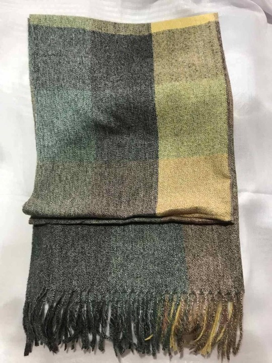 Шарф женский кашемировый в клетку Зеленый (ШарфКаш68)