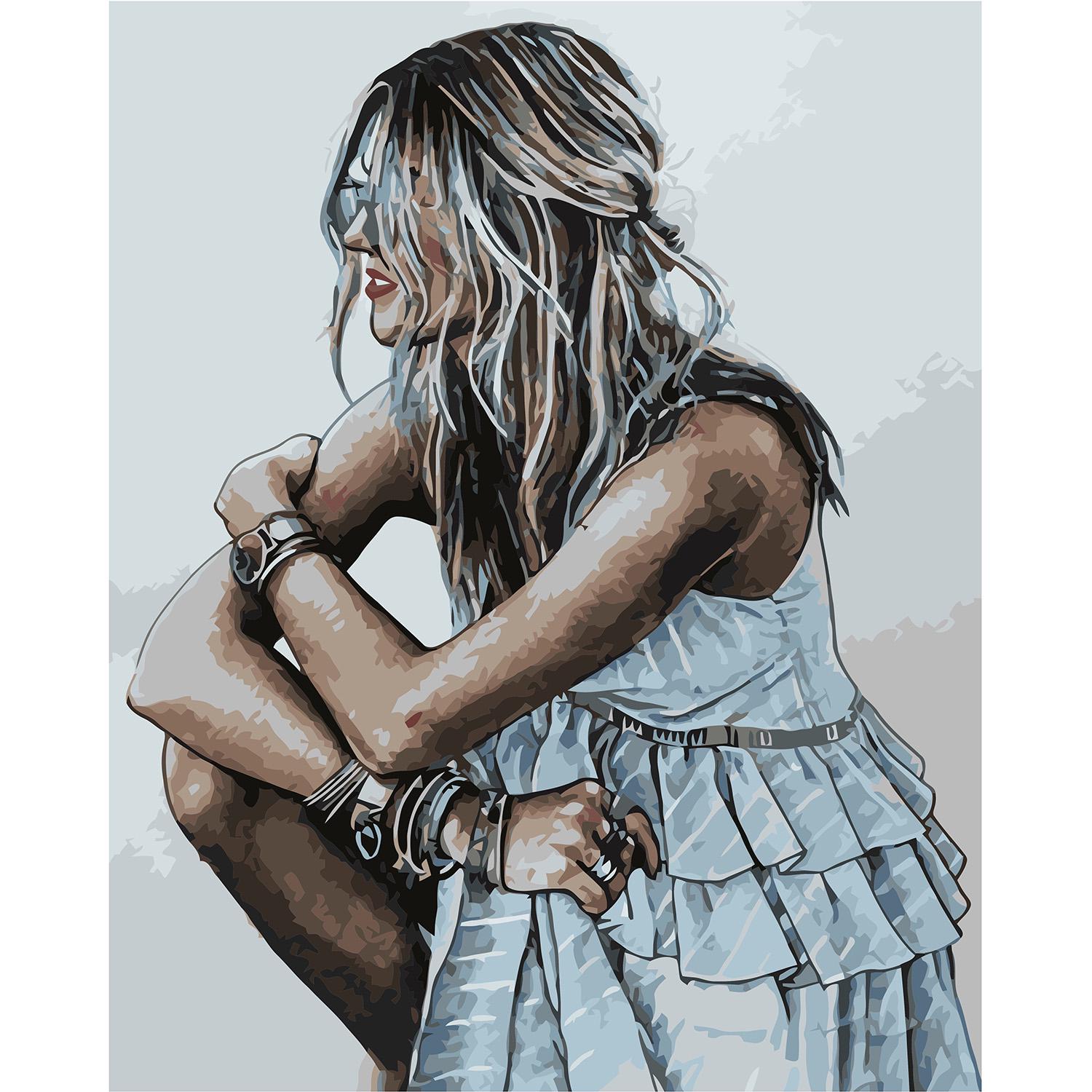 Картина по номерам Strateg Премиум Незнакомка с лаком 40х50 см (VA-0737)