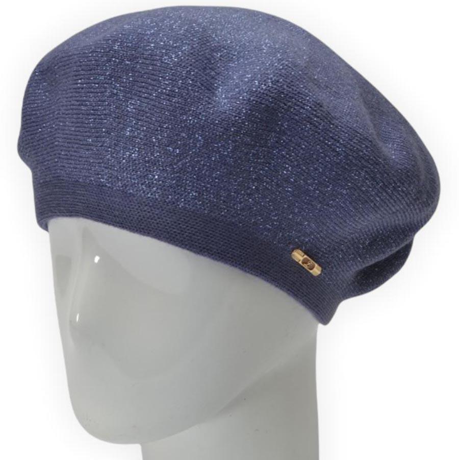 Берет женский Lirus Гамма из шерсти двойной с люрексовой нитью Джинсовый