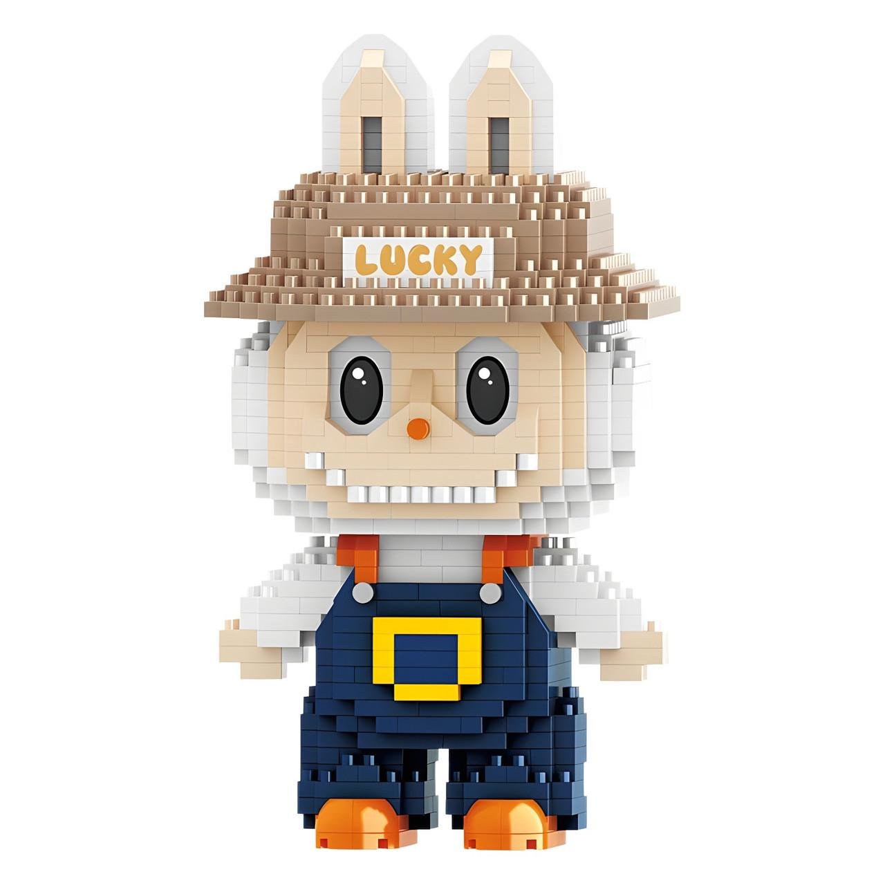 Конструктор-пазл детский 3D Лабубу с панамкой развивающий 15,2 см (1000-ZB-1588)