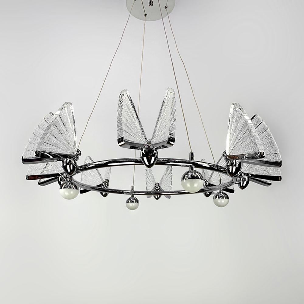 Люстра светодиодная с 8 бабочками Серебряный (CA02/8 CH)