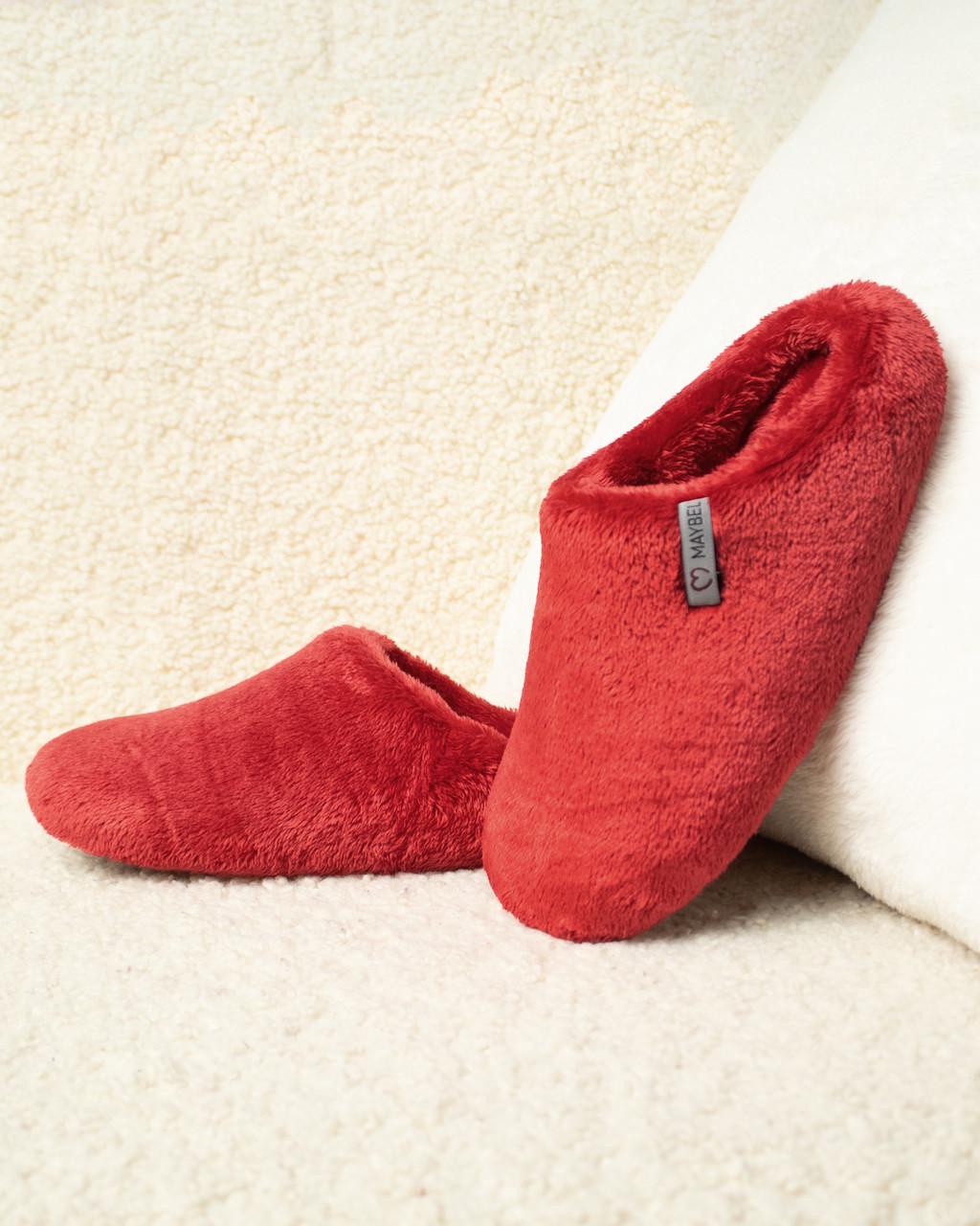 Тапочки домашние махровые закрытые утепленные Бордовый (2149399649)