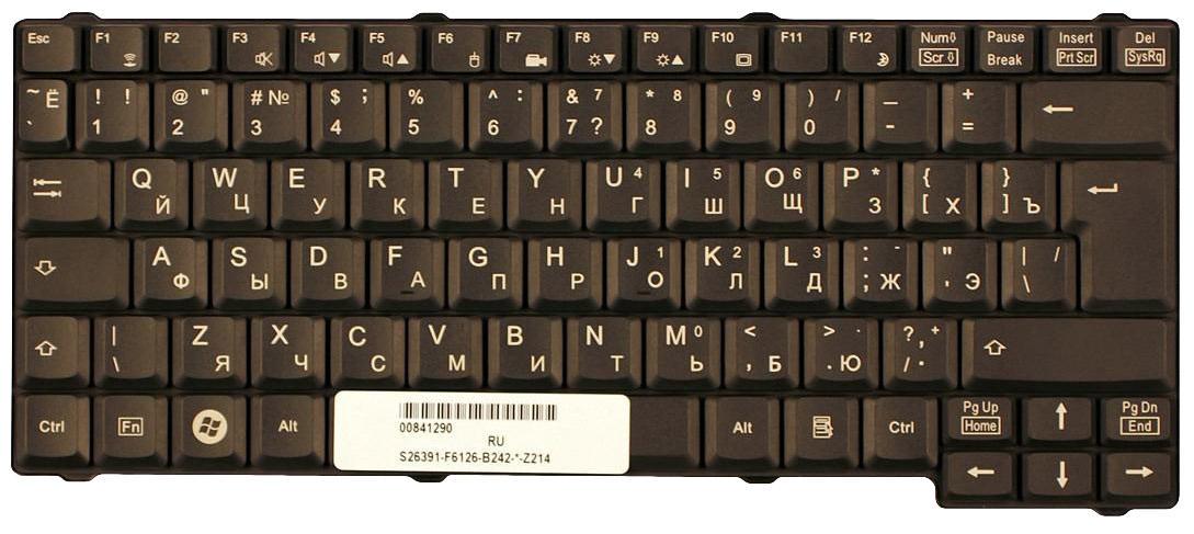 Клавиатура для ноутбука Fujitsu Esprimo mobile V5505/V5555/V5515/V5545/V5535 вертикальный Enter Black