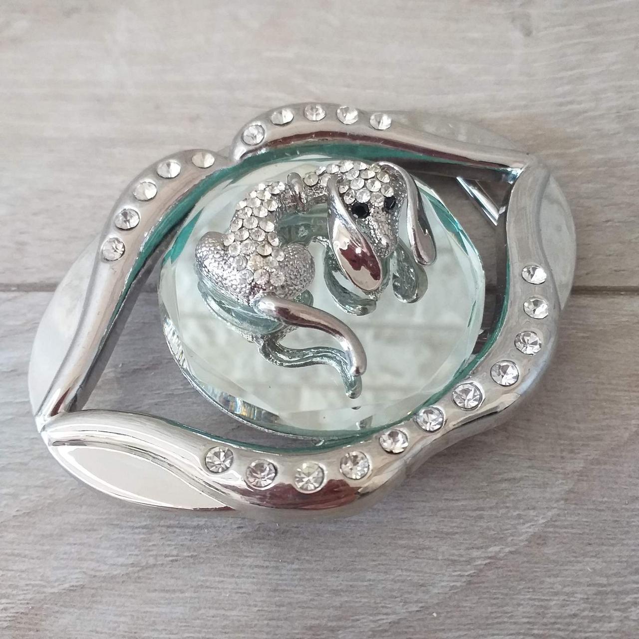 Пряжка фігурна дзеркальна з таксою для ременів завширшки до 40 мм Сріблястий (KG-9947)