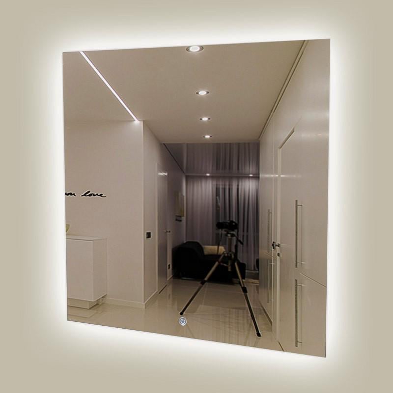 Зеркало c подсветкой led в ванную комнату квадратное сенсор 800х800 мм (L61/5-С)