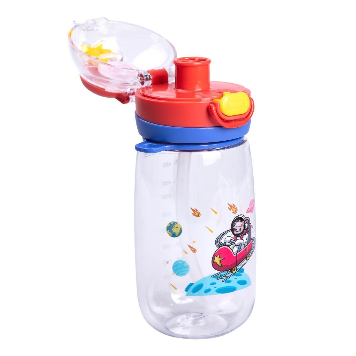 Бутылка для воды детская с ремешком и трубочкой HP-14-45R 550 мл (A-033939) - фото 4