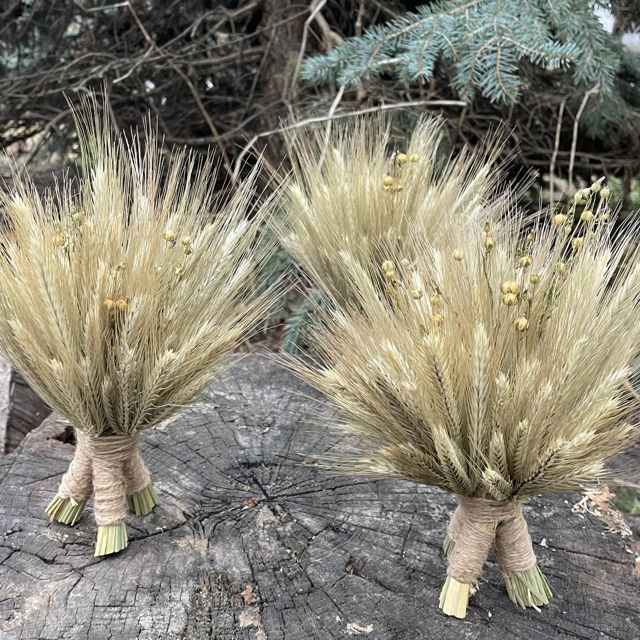 Рождественский дидух из колосьев льна и сухоцветов 15 см (1971733201) - фото 5