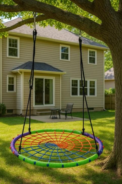 Гойдалка-гніздо дитяча Spoko SP-5C кругла підвісна для вулиці 100 см Різнокольоровий (6026)