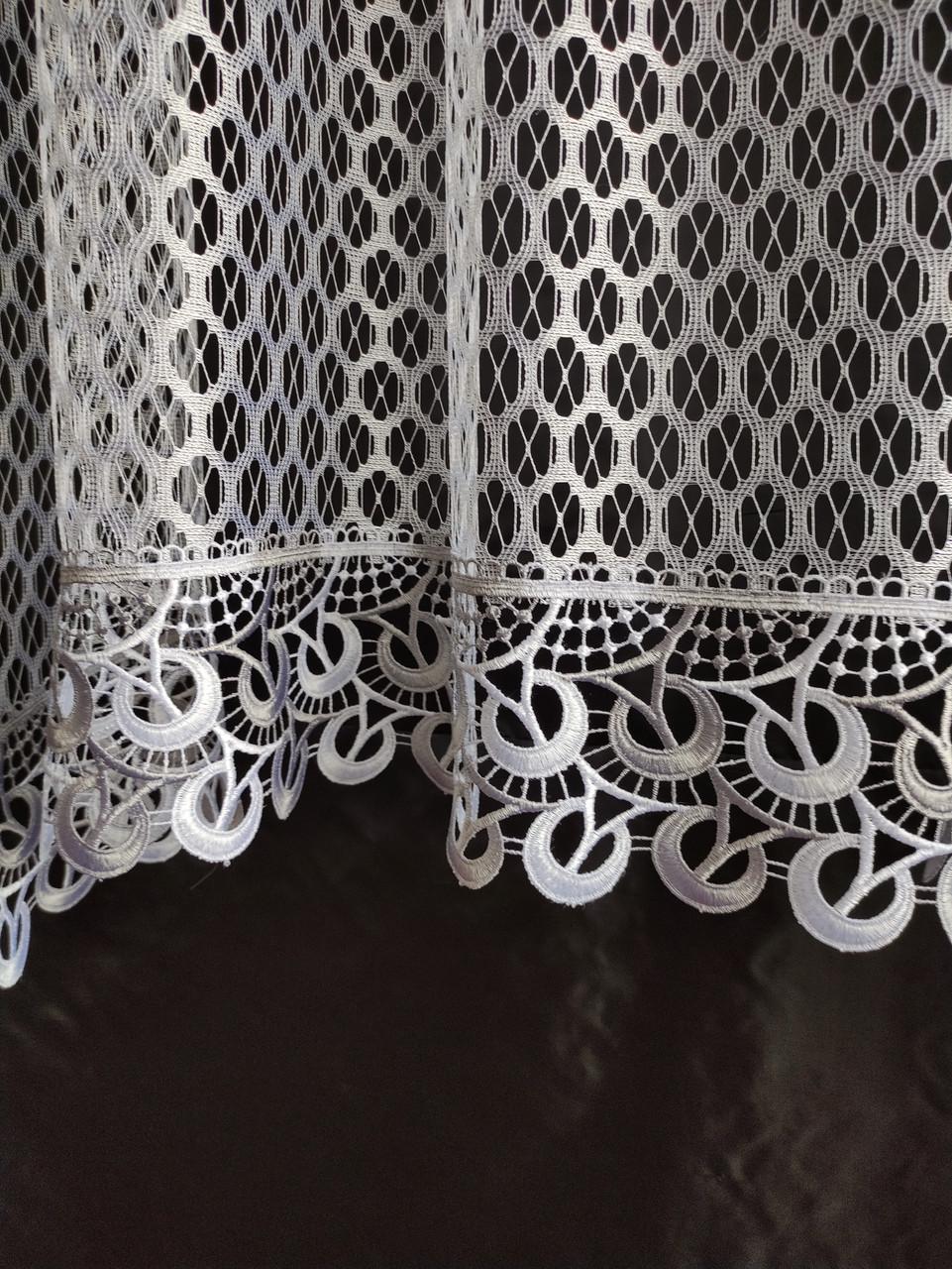 Тюль-сетка аркой с кружевом 280х160 см Белый/Серый (ас10б-23) - фото 2 Тюль-сетка аркой с кружевом 280х160 см Белый/Серый (ас10б-23) - фото 2