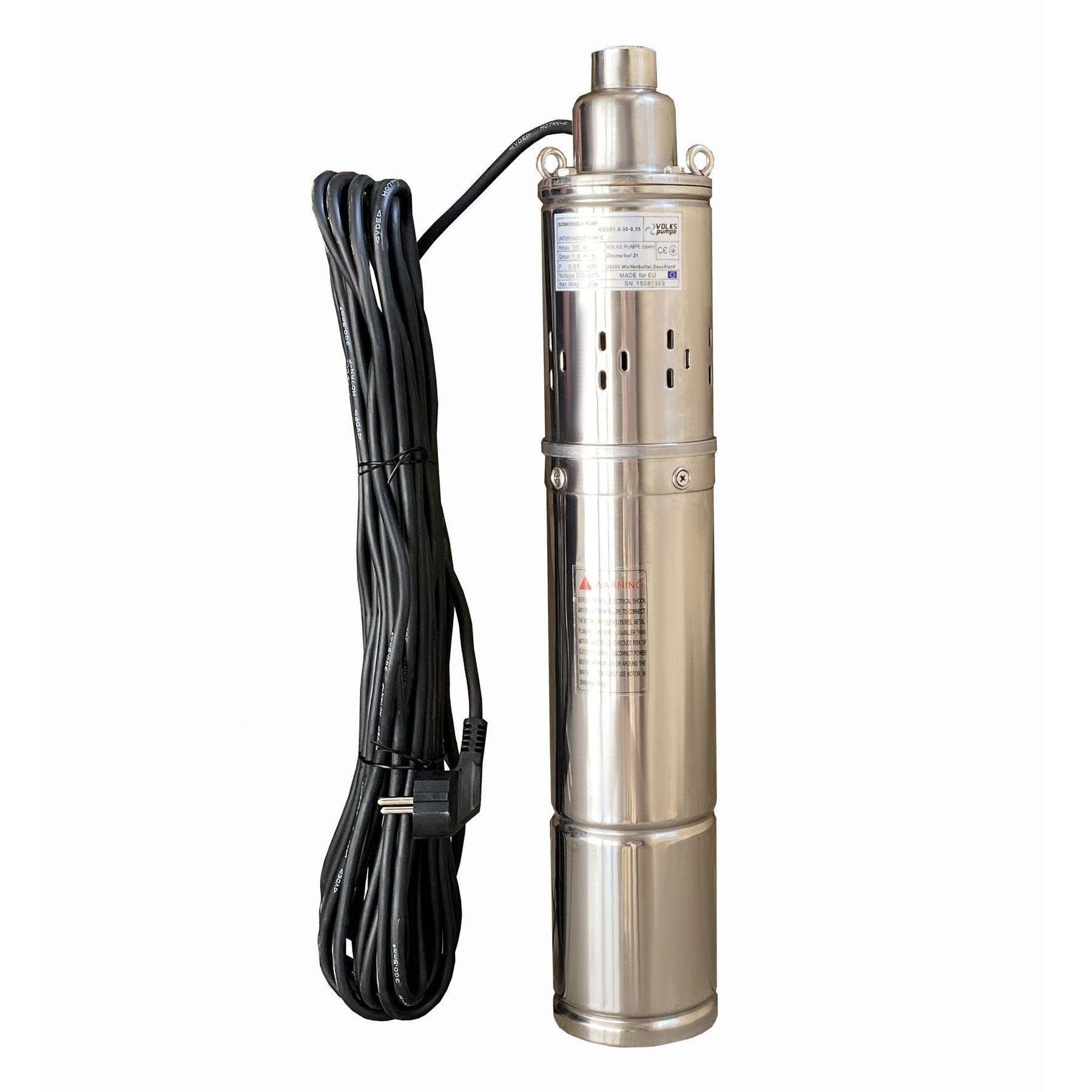 Насос скважинный шнековый VOLKS pumpe 4QGD 1,8-50 0,5 кВт с кабелем 15 м (10724)