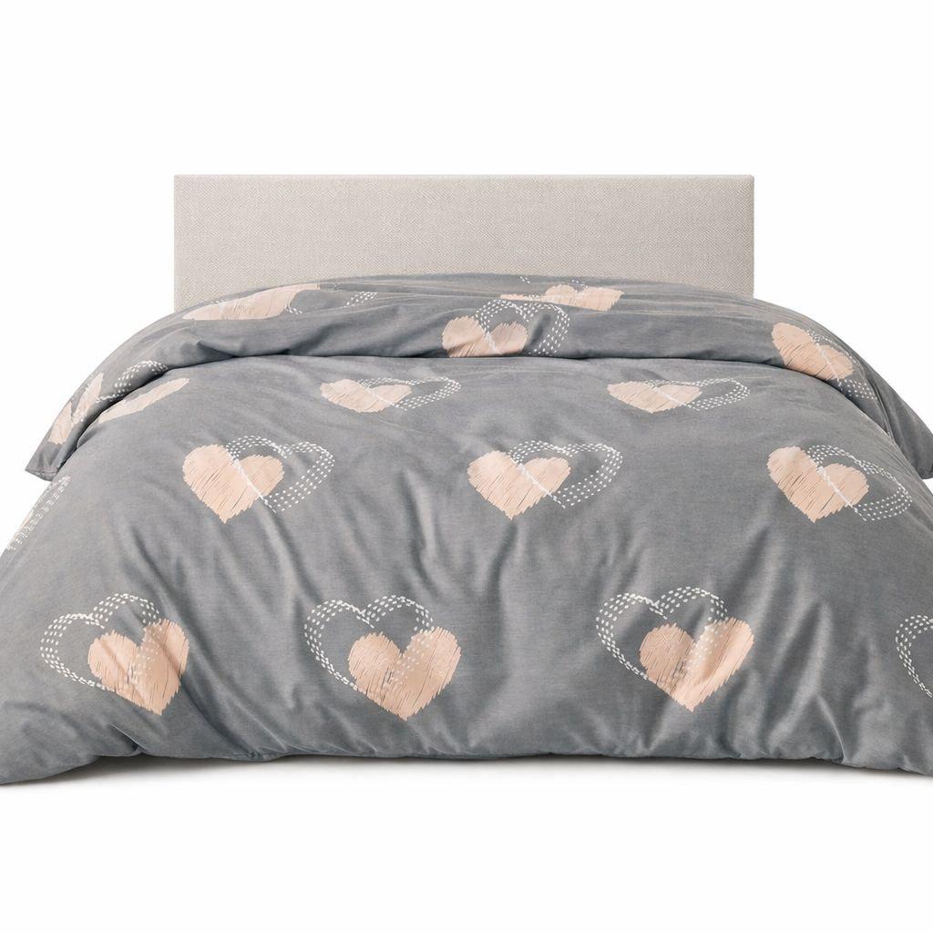 Підковдра dobradia фланель 100% бавовна Серця 200х220 Сірий