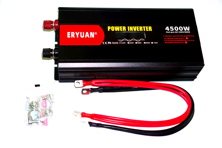 Перетворювач для автомобільних акумуляторів ERYUAN 12V 220V 4500W чистий синус Чорний (21-14-15377) - фото 2