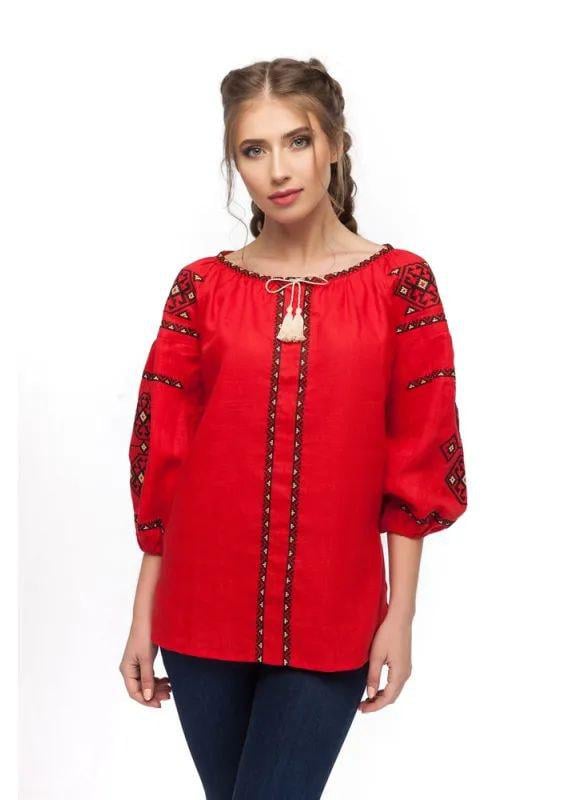 Вышиванка женская р. 48 Красный (676)