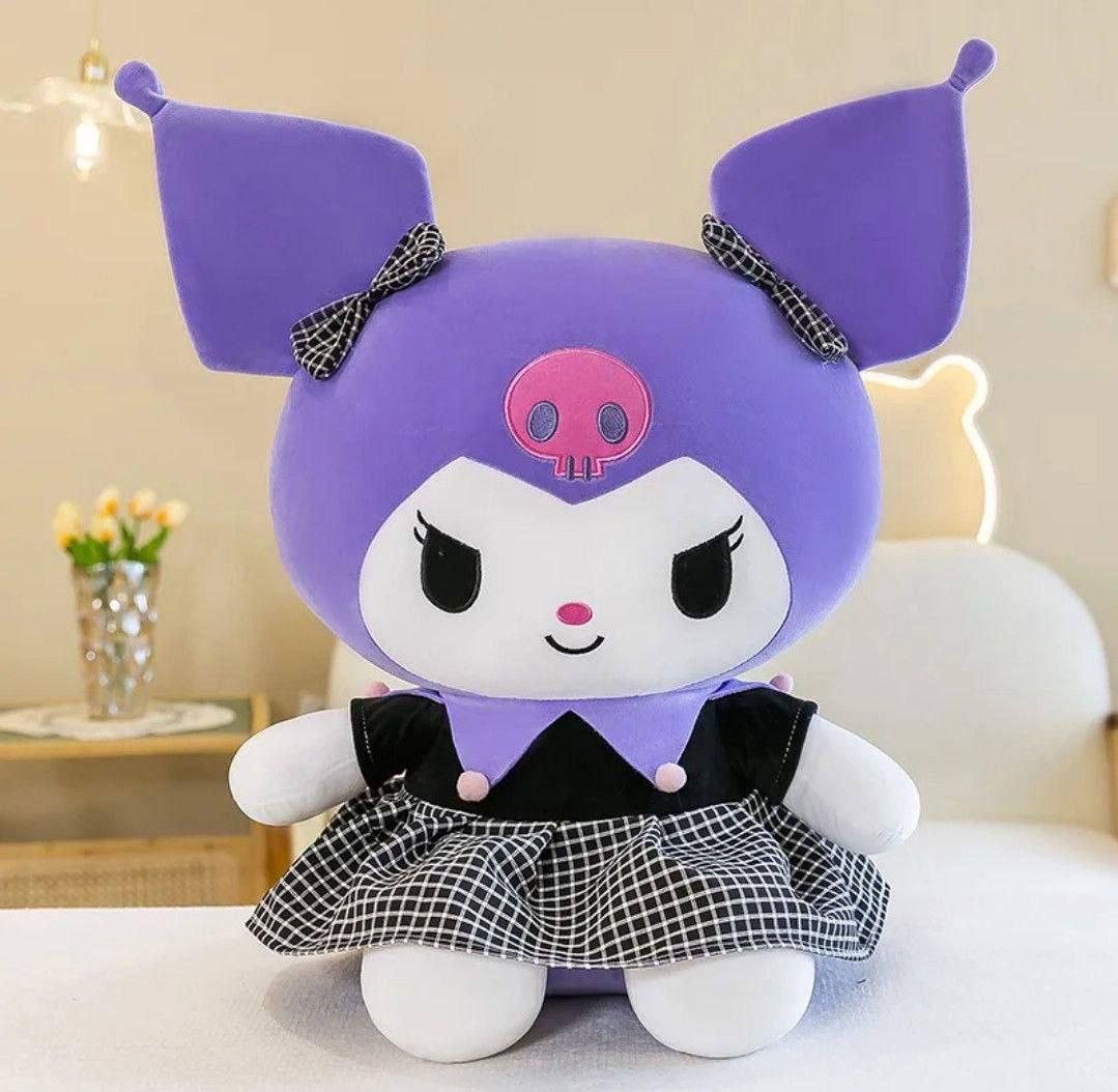 Мягкая игрушка большая плюшевая Куроми с аниме в платье в клеточку и бантиками 55 см