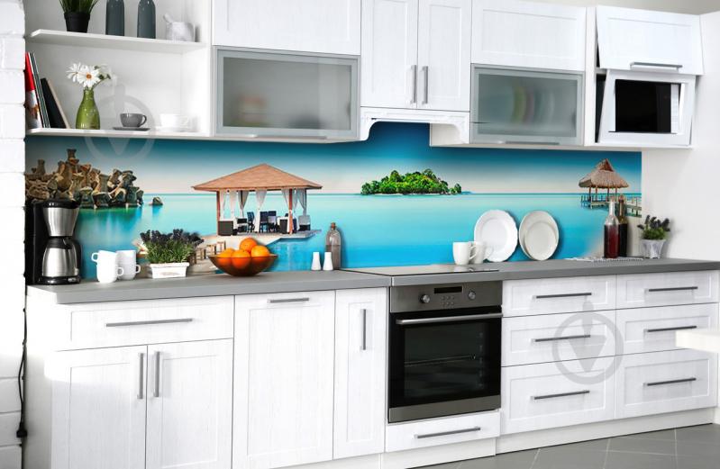 Скинали на кухню Zatarga «Уединение в лагуне» 600х2500 мм виниловая 3Д наклейка кухонный фартук самоклеящаяся Скинали на кухню Zatarga «Уединение в лагуне» 600х2500 мм виниловая 3Д наклейка кухонный фартук самоклеящаяся