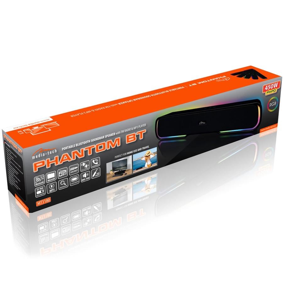 Колонка комп'ютерна колонка Media-Tech PHANTOM 10W 2.0 Bluetooth Soundbar LED Light Black (MT3180) - фото 6