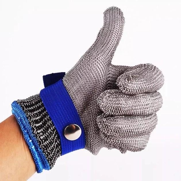 Перчатка кольчужная плетеная Anticut glove из нержавеющей стали (14979187)