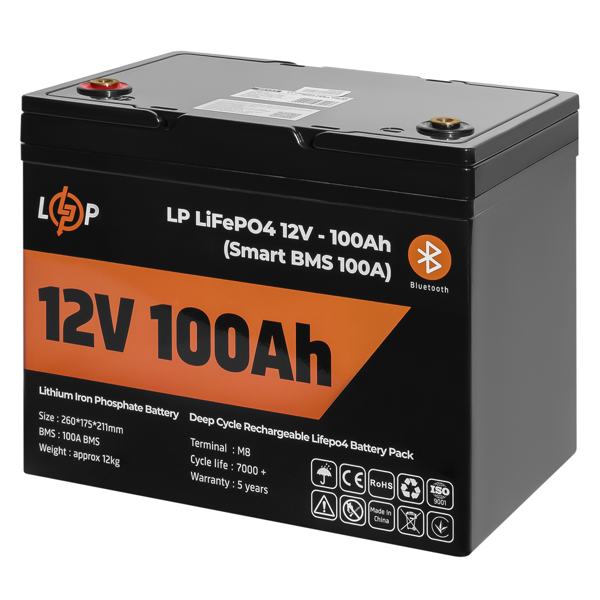 Аккумулятор для ИБП LP LiFePO4 12V 100 Ah/1280Wh Smart BMS 100А с Bluetooth (20197) - фото 3 Аккумулятор для ИБП LP LiFePO4 12V 100 Ah/1280Wh Smart BMS 100А с Bluetooth (20197) - фото 3