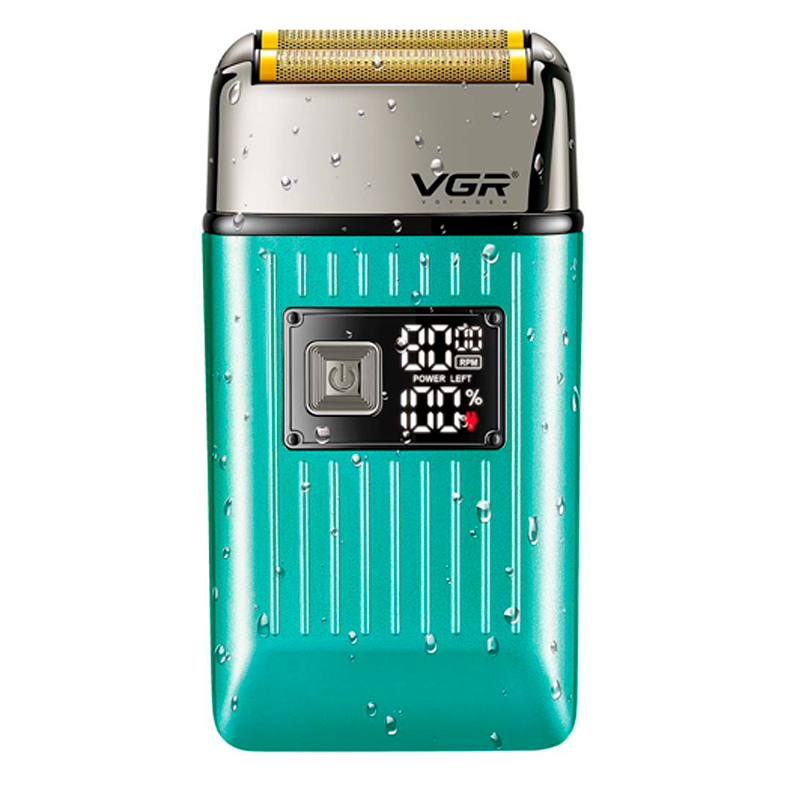 Електробритва шейвер VGR V-357/подвійне лезо/ 2 насадки/ висувний тример/IPX6/ LED дисплей Зелений