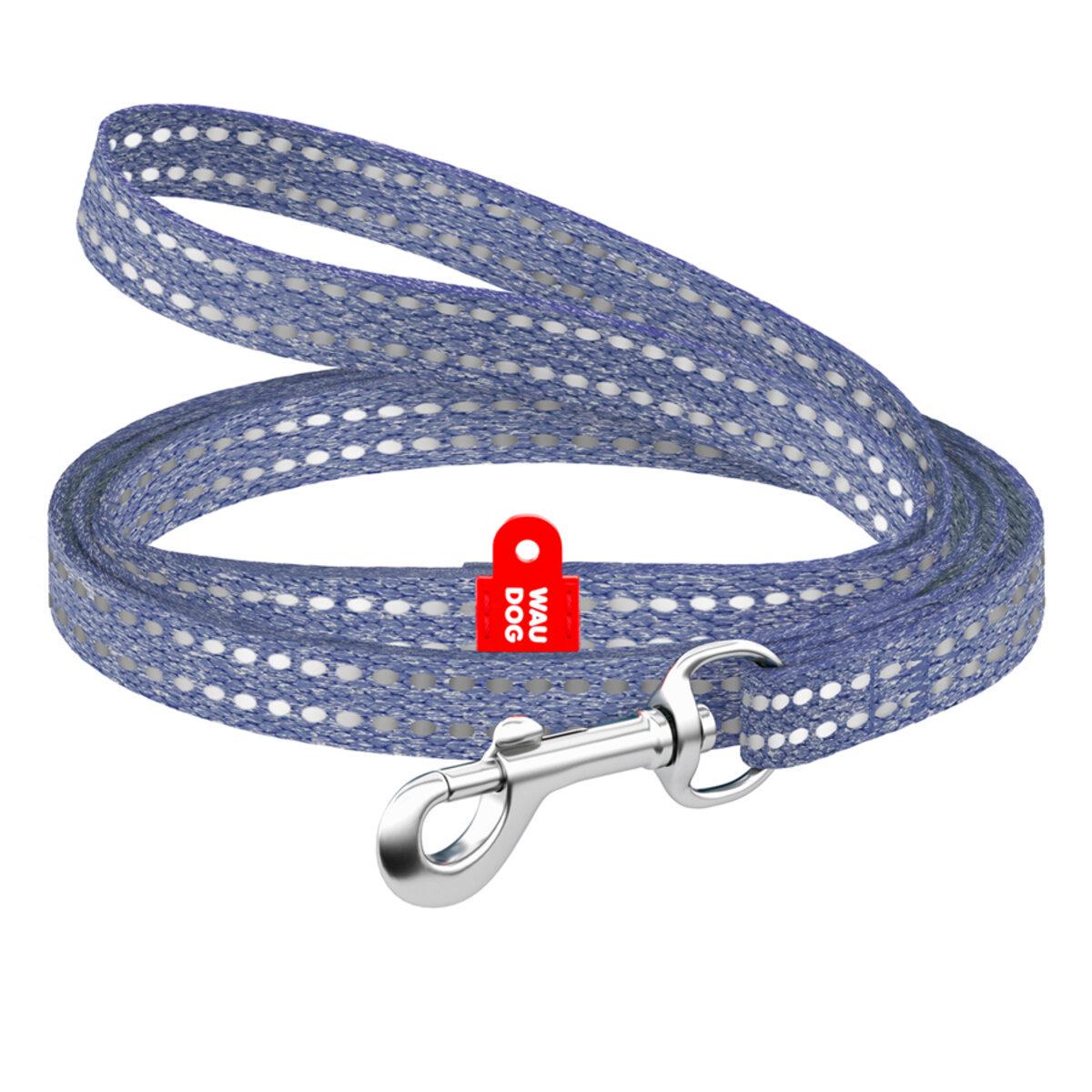 Поводок для кошек/мелких пород собак Waudog Re-cotton светоотражающий XS 10 мм х 200 см Синий (164412 Col)