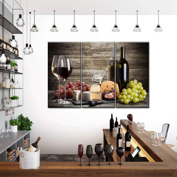 Модульная картина KIL Art Натюрморт сомелье из трех частей 78x48 см (M3_M_96)