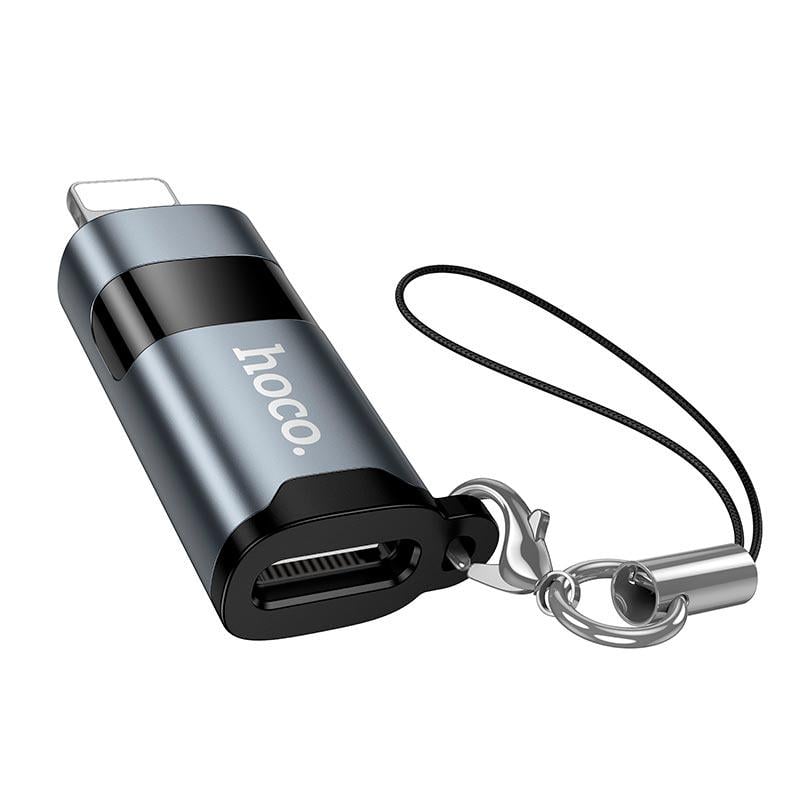 Переходник Hoco UA44 30 Вт Lightning to Type-C с дисплеем Grey (19438)