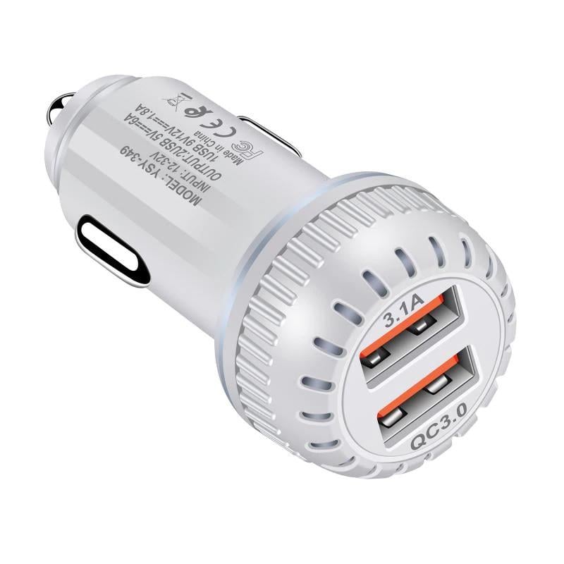 Автомобильное зарядное устройство Alitek YSY-349 USB 2 Port QC 3,0 + 3,1A Белый