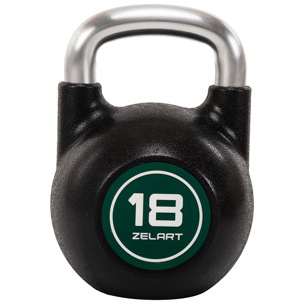 Гиря змагальна цільна Zelart TA-4756-18 чавунна з CPU покриттям та хромованою ручкою 18 кг Чорний (2858292326)