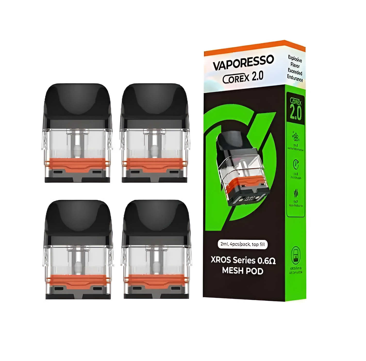 Комплект картриджів Змінні 4 шт. POD COREX 2.0 Vaporesso XROS Series 2025 Mesh 0.8 Ом 3 мл Прозорий (324b47ef)