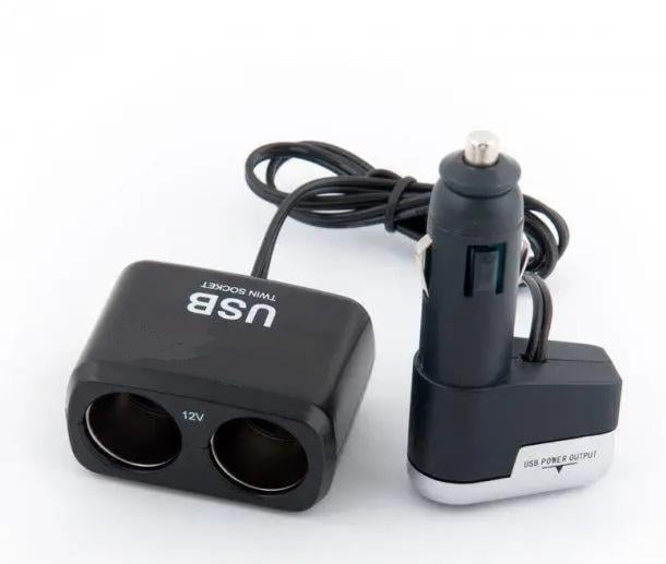 Прикурювач-двійник з подовжувачем/USB Indrive IDS-20764 100W USB-1200mA (325014)