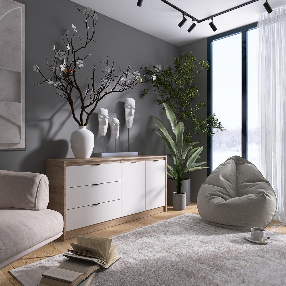 Комод с дверью и 3-мя ящиками Эверест Сити-1500 1502х38х746 мм Дуб сонома/Белый (EVR-071102) - фото 2 Комод с дверью и 3-мя ящиками Эверест Сити-1500 1502х38х746 мм Дуб сонома/Белый (EVR-071102) - фото 2