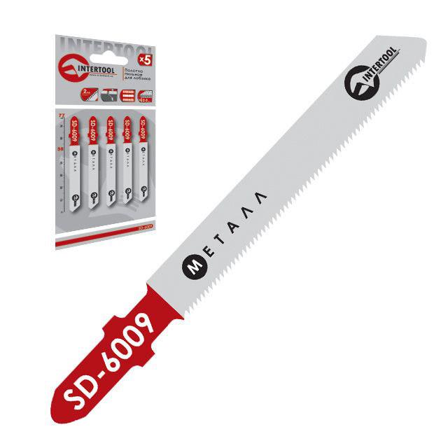 Набір полотен Intertool SD-6009 для лобзика 50 мм шаг зуба 2,0 мм для роботи з тонким листовим та кольоровим металом 5 пр. (122016)